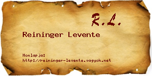 Reininger Levente névjegykártya